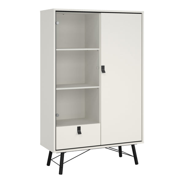 Ry China Cabinet 1 Door 1 Glass Door 1 Drawer in Matt White
