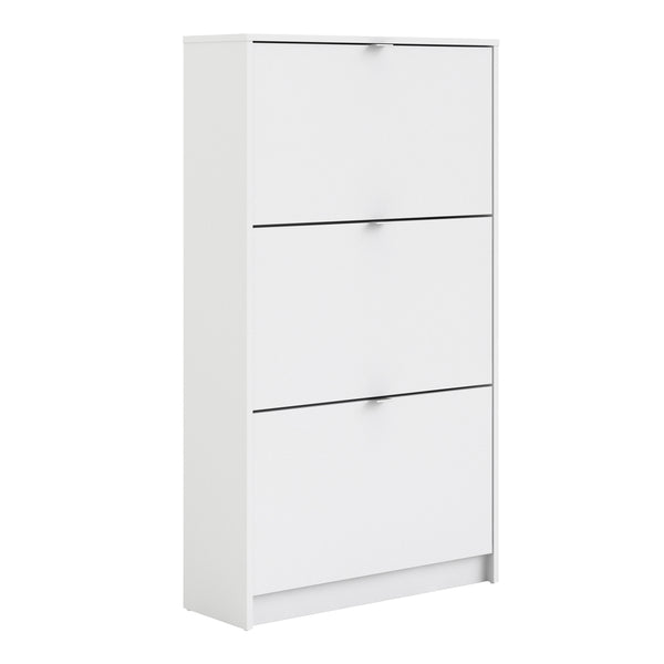 Shoes Shoe Cabinet 3 Flip Down Doors and 2 layers in White