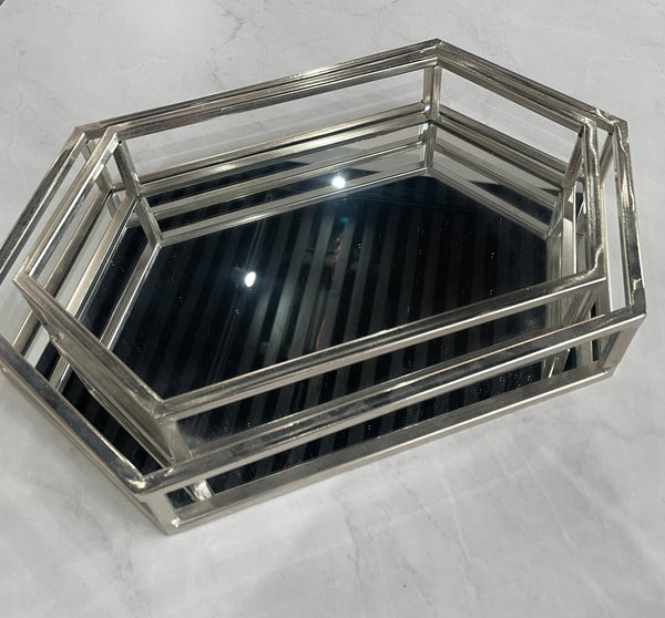 Toronto Silver Mirrored Trays (Set of 2)