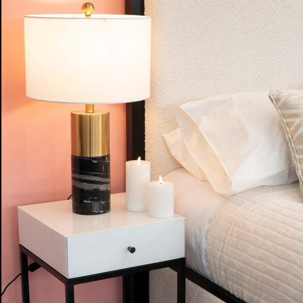 Heraklion White & Black Bedside Table